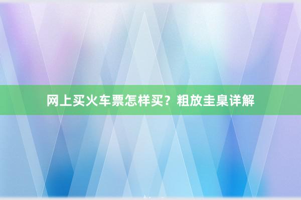 网上买火车票怎样买？粗放圭臬详解